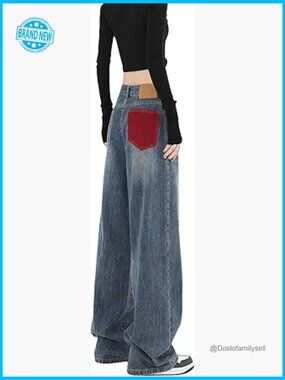 Y2K Street Fashion Baggy Jeans High Waist Wide Leg Denim Pants Relaxed Fit
